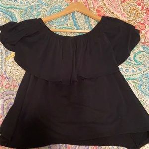 cute off the shoulder black top